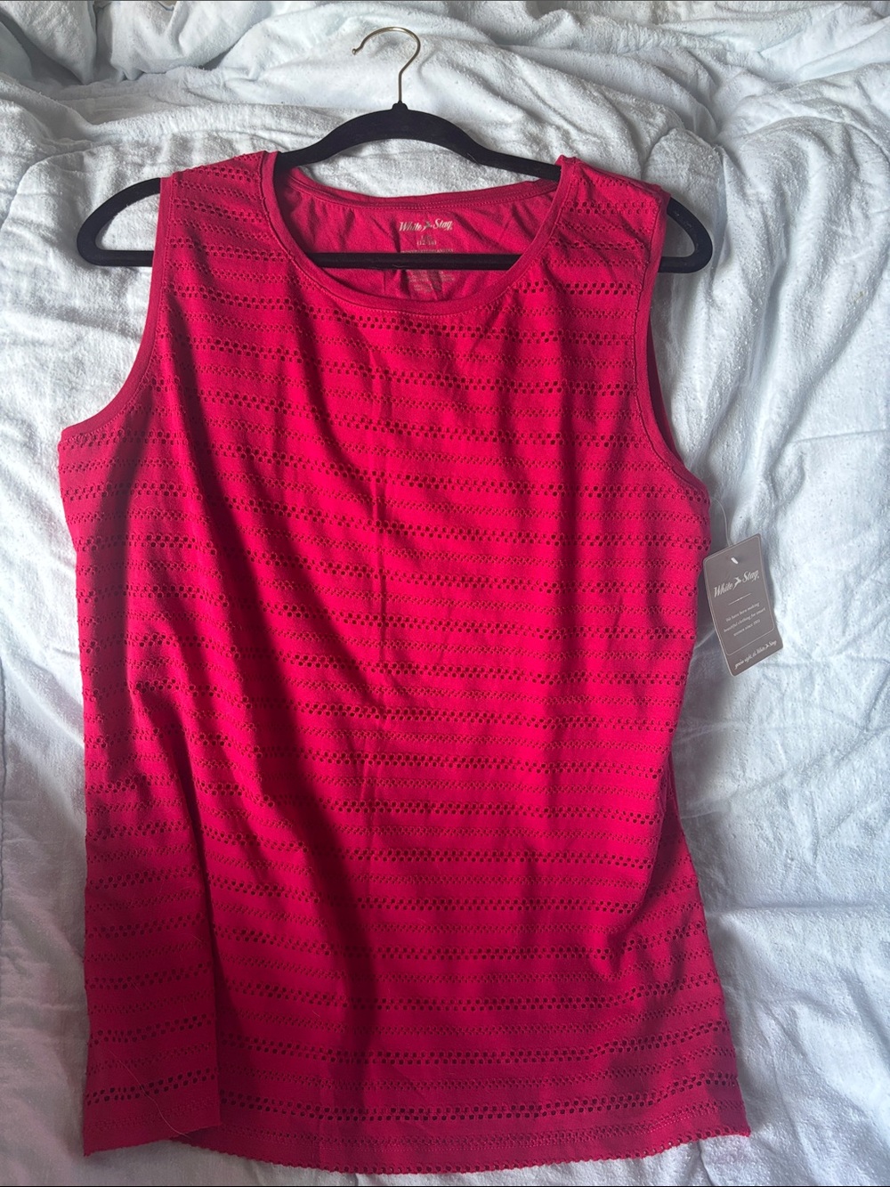 White Stag Bright Pink Eyelet Tank Top